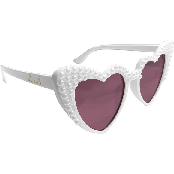 ❤️Women White Sunglasses, Pearl Heart  for Bride,Bridal Shower Accessory, - Picture 2 of 7